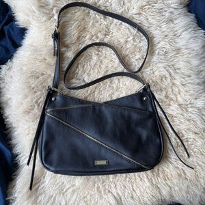 Joes Jeans Leather Zipper Cross Body Purse Black